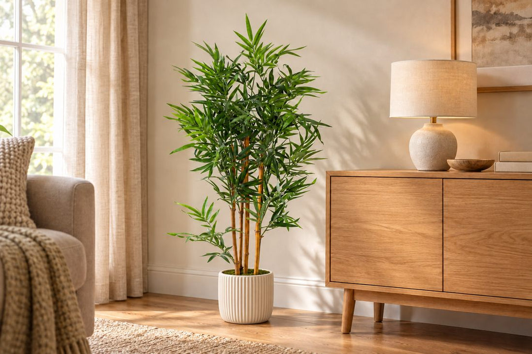 Best Artificial 4ft - 130cm Potted Bamboo Plant in a UK home or garden setting