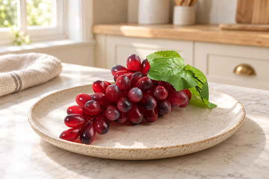 Large Bunch of Best Artificial Red Grapes in a UK home or garden setting