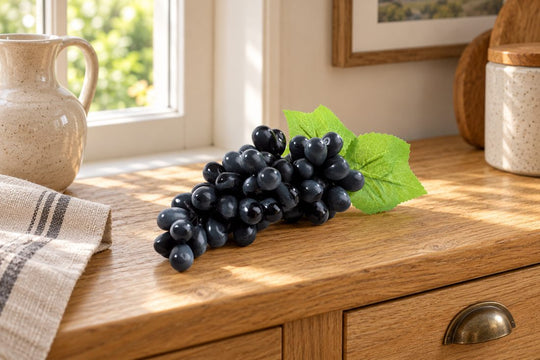 Large Bunch of Best Artificial Black Grapes in a UK home or garden setting