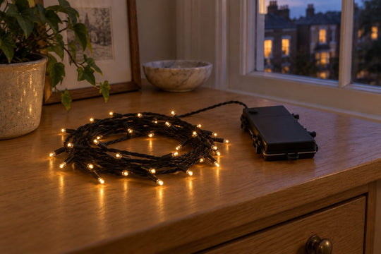 40 LED Indoor Battery String Lights 4M Length Party Fairy Christmas in a UK home or garden setting