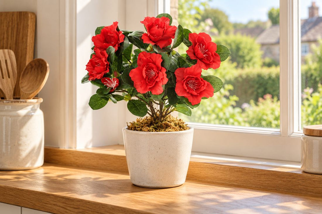 Best Artificial 27cm Azalea Plug Plant - Pot NOT Included in a UK home or garden setting