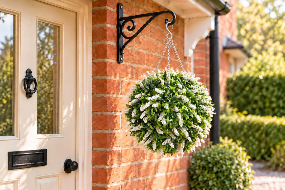 Best Artificial White Lush Lavender Flower Ball in a UK home or garden setting