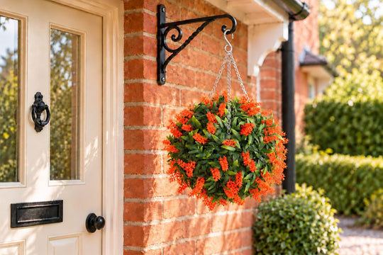 Best Artificial Orange Lush Lavender Flower Ball in a UK home or garden setting