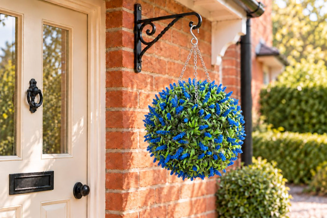 Best Artificial Blue Lush Lavender Flower Ball in a UK home or garden setting