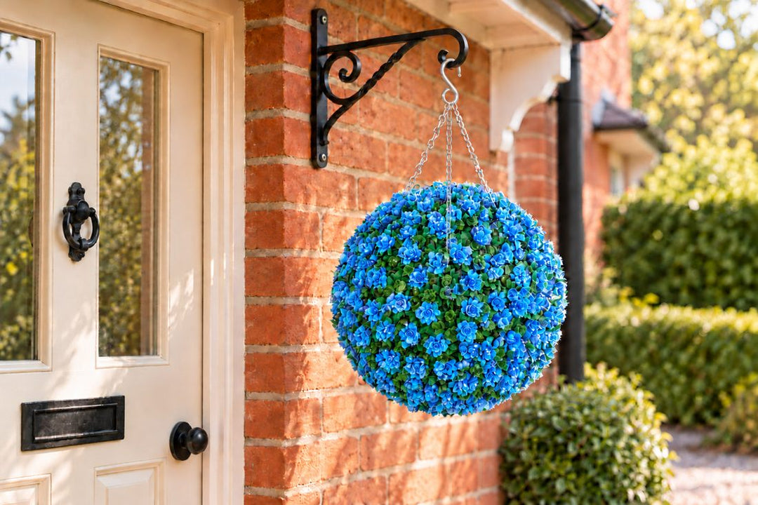 Best Artificial Blue Rose Flower Ball in a UK home or garden setting