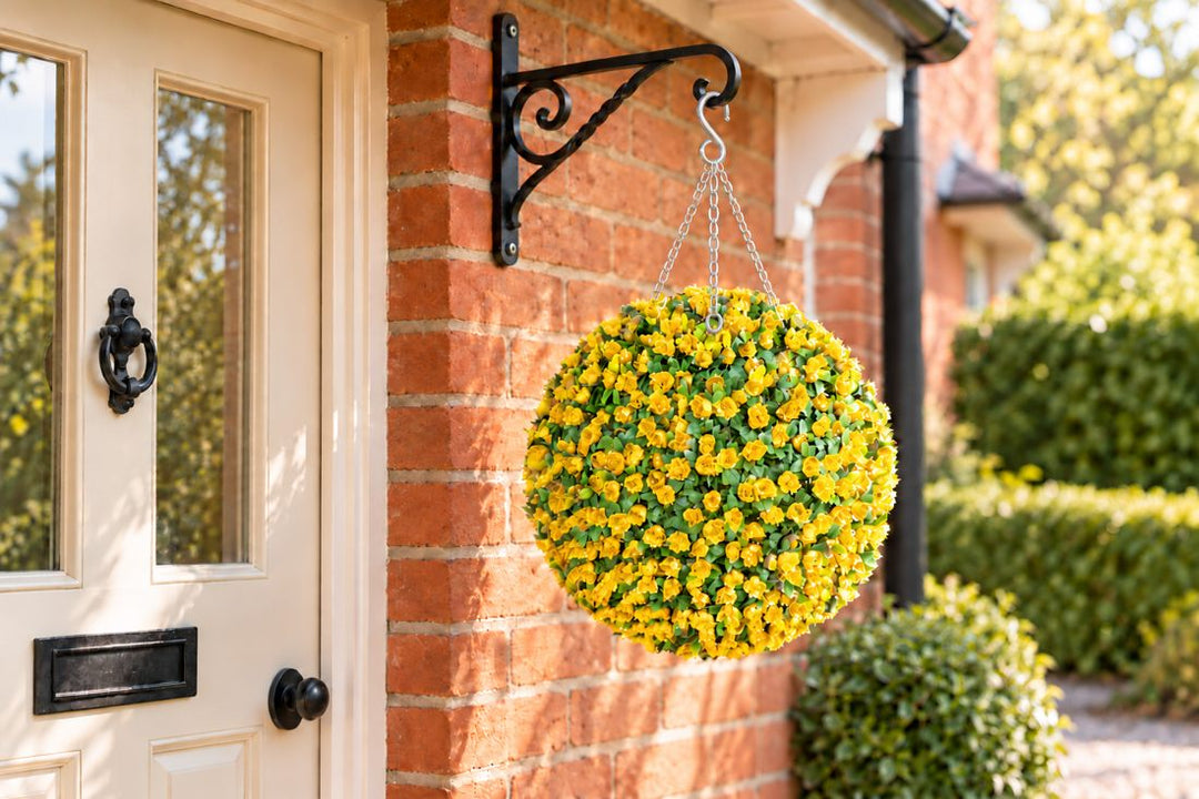 Best Artificial Yellow Rose Flower Ball in a UK home or garden setting