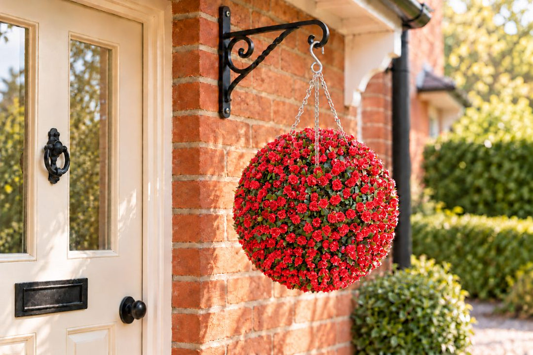Best Artificial Red Rose Flower Ball in a UK home or garden setting