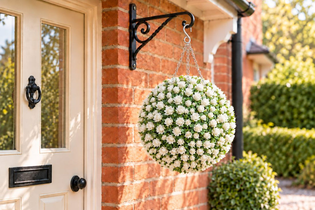Best Artificial White Rose Flower Ball in a UK home or garden setting
