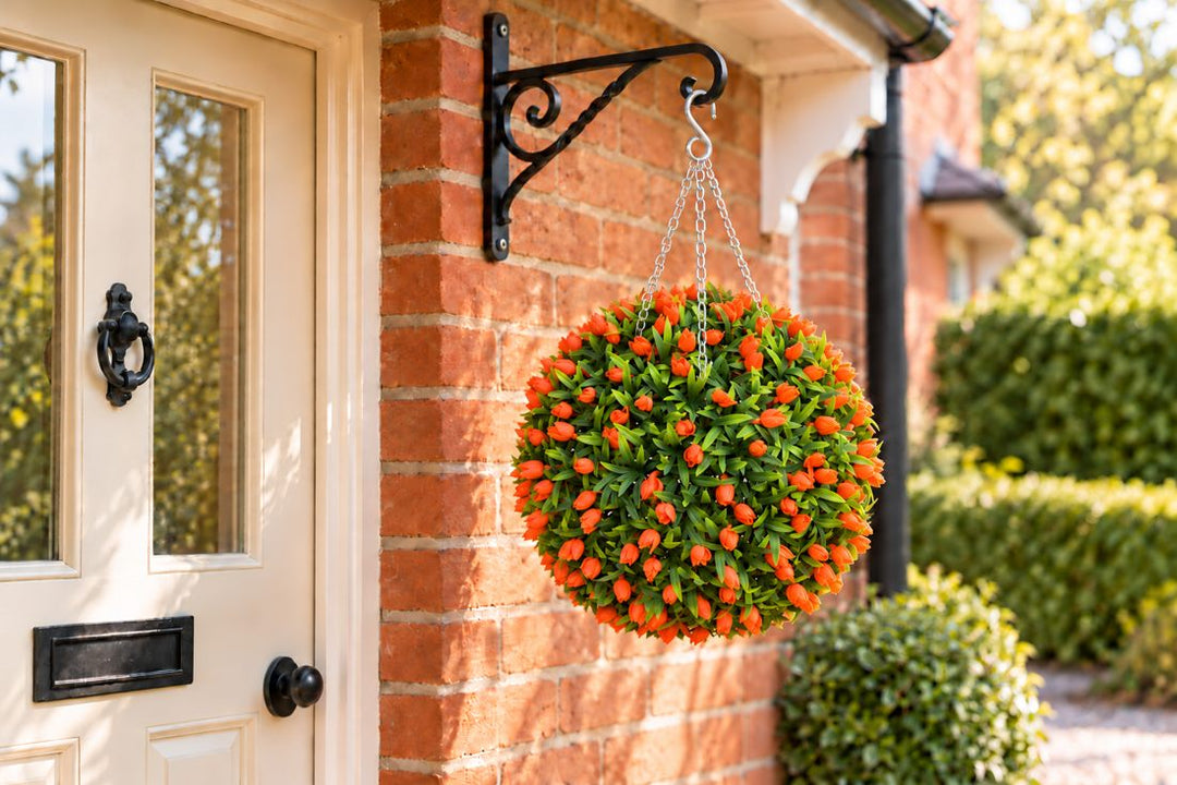 Best Artificial Orange Tulip Flower Ball in a UK home or garden setting