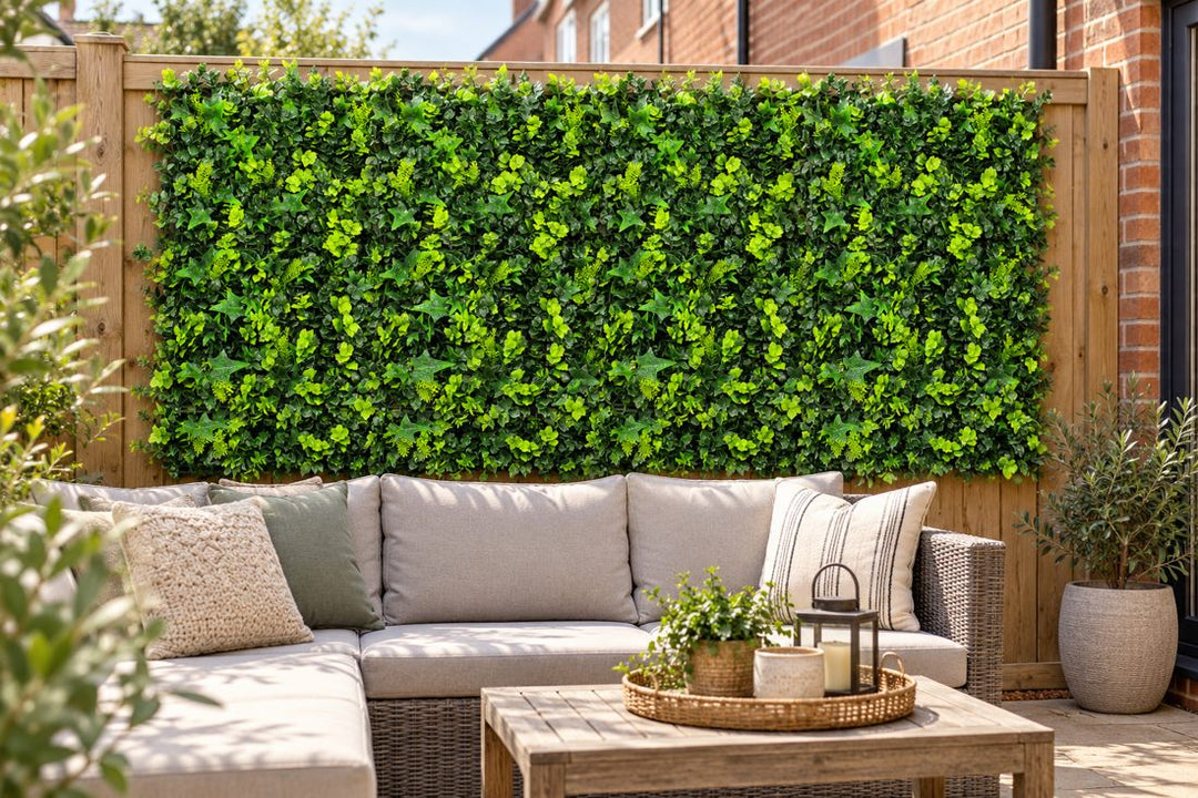 12 of Ivy Fern Mixed Hedging Mat - 50cm x 50cm in a UK home or garden setting