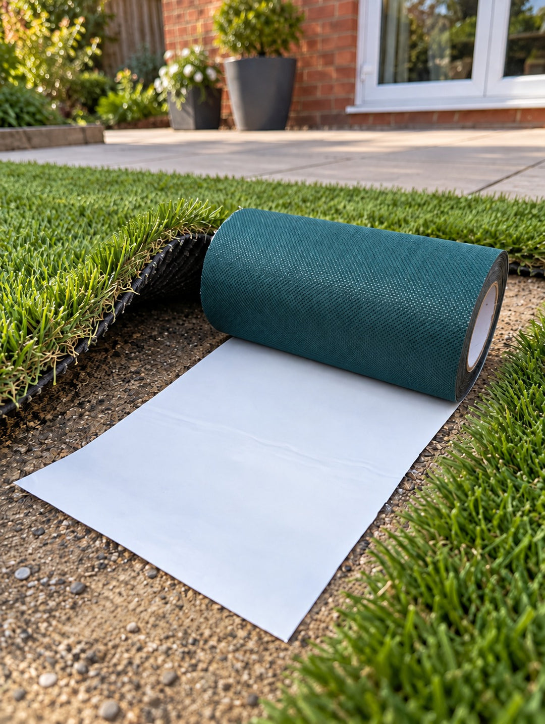 Grass Joining Tape (5m x 15cm) in a UK home or garden setting