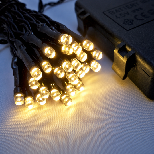 LED Outdoor Waterproof Battery 8 Multi-Function String Lights with Timer - side view