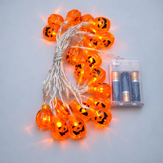 20 Pumpkin 3d LED Indoor Battery 3M String Fairy Lights - detail view