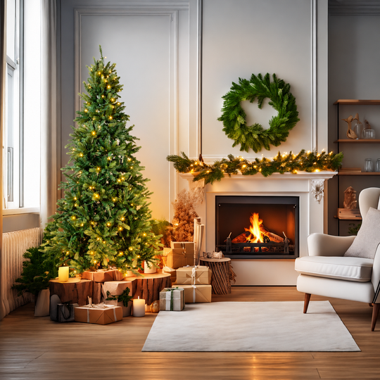 Best Artificial Balsam Fir Pre Lit Christmas Tree With Real Feel PE Tips, Hinged With LED Lights — square display