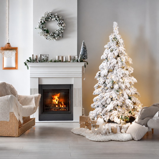 Best Artificial Battery Pre Lit Pearl LED Heavy Snow Flocked Arbol Christmas Tree With Extra Large Downward Sweeping Hinged Branches — square display