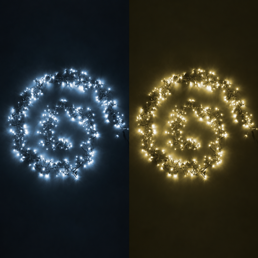 Connectable LED Outdoor Waterproof Cluster String Lights (5m, 10m, 15m) — square display