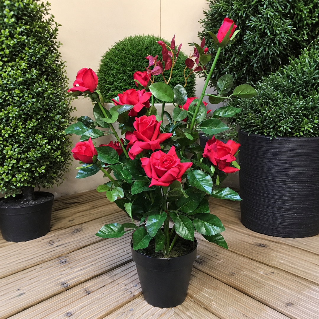 Best Artificial 2ft - 65cm Rose Plant — square lifestyle display