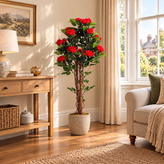 Best Artificial 4ft - 120cm Rose Flower Tree — square lifestyle display
