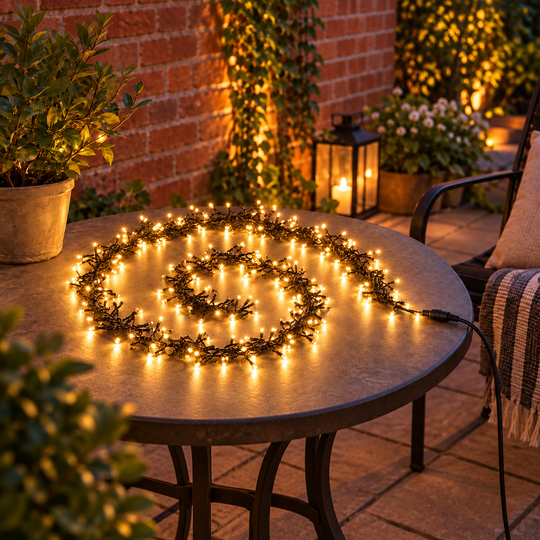 Connectable LED Outdoor Waterproof Cluster String Lights — square lifestyle display