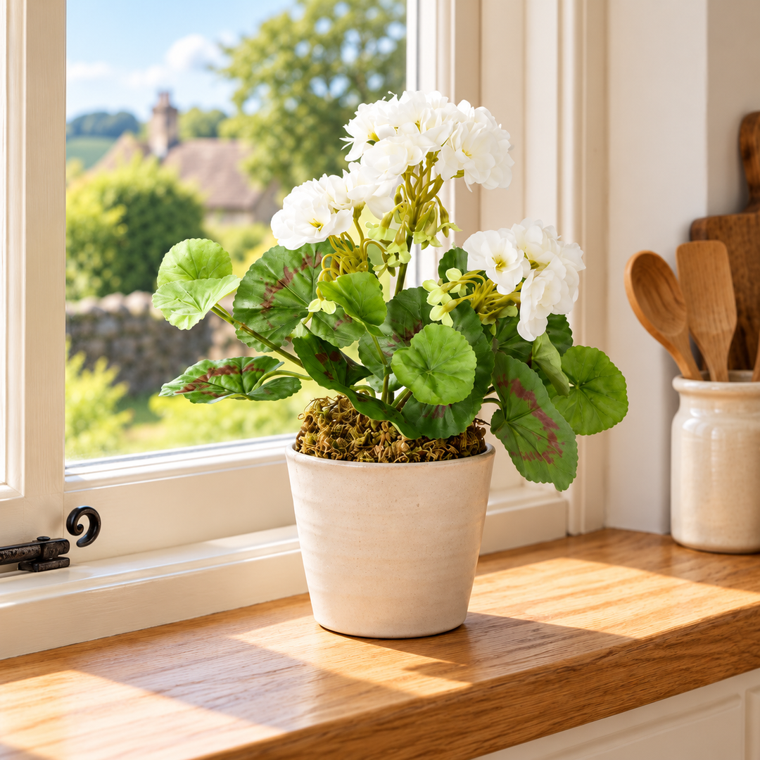 Best Artificial 24cm Geranium Plug Plant - Pot NOT Included — square lifestyle display