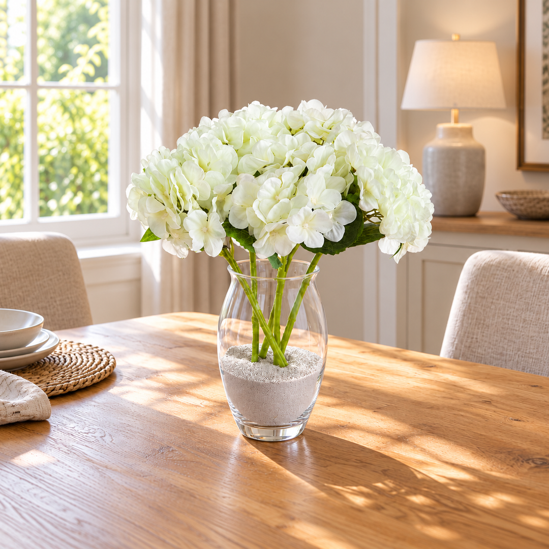 5 Single 35cm Hydrangea Flower Stems — square lifestyle display