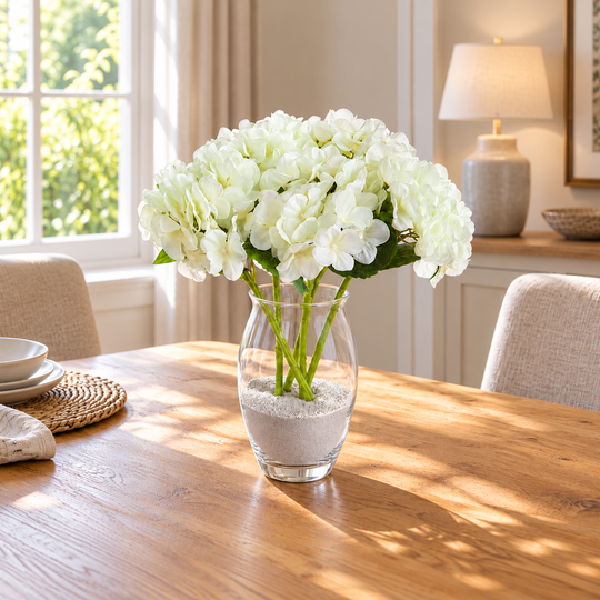 5 Single 35cm Hydrangea Flower Stems — square lifestyle display