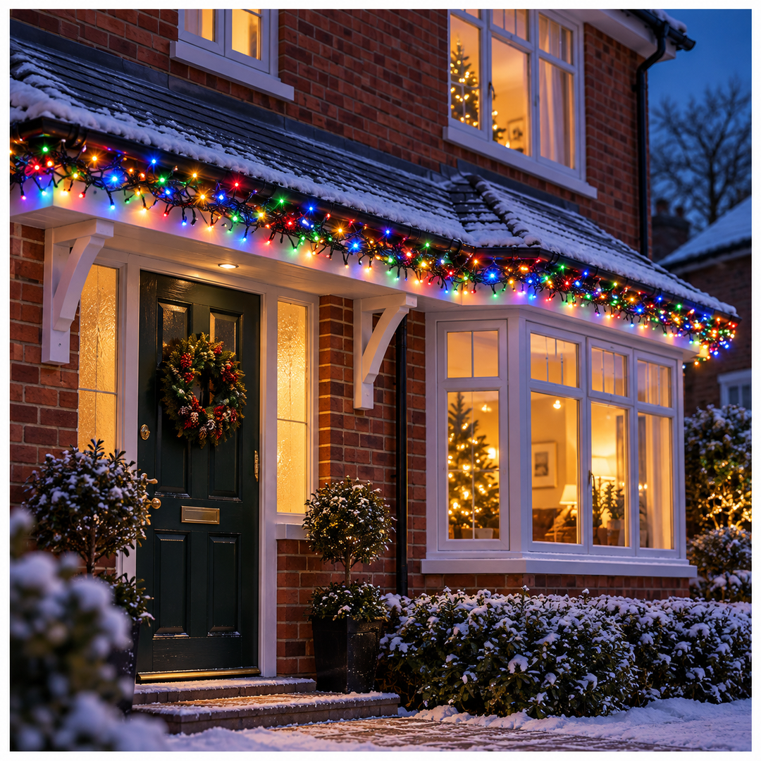 Cluster lights UK house lifestyle — multi-coloured