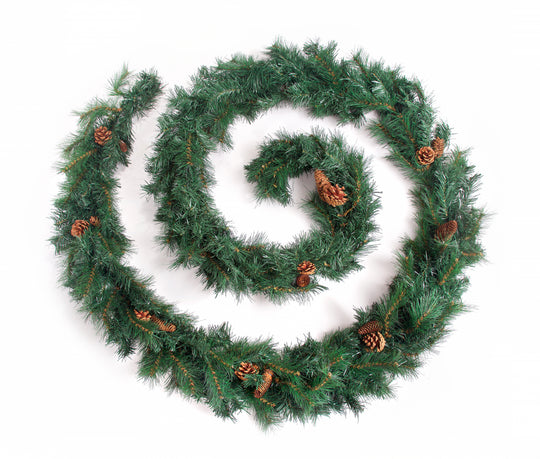 Best Artificial 6ft-9ft-12ft Colorado Pine Christmas Garland with Pine Cones - Optional Lights