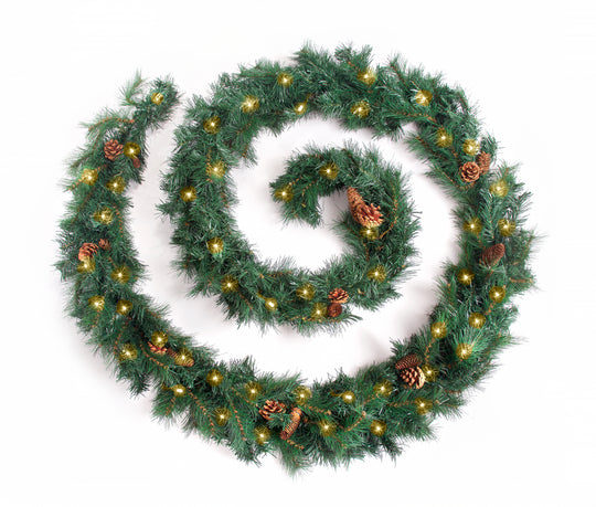 Best Artificial 6ft-9ft-12ft Colorado Pine Christmas Garland with Pine Cones - Optional Lights