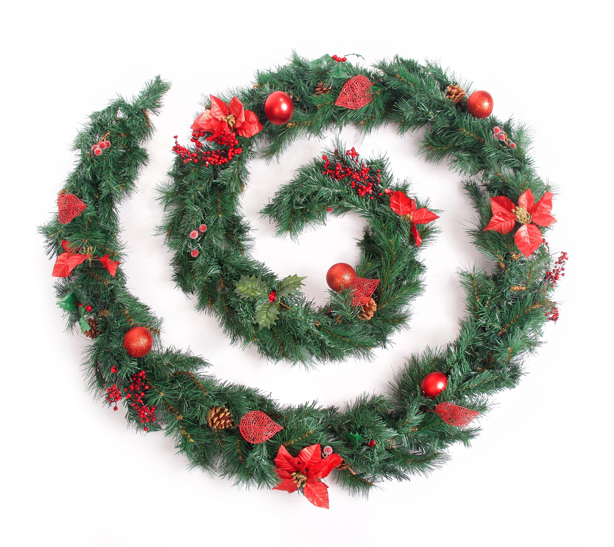 Best Artificial Christmas 6ft-9ft-12ft Red Decorated Garland - Optional Lights