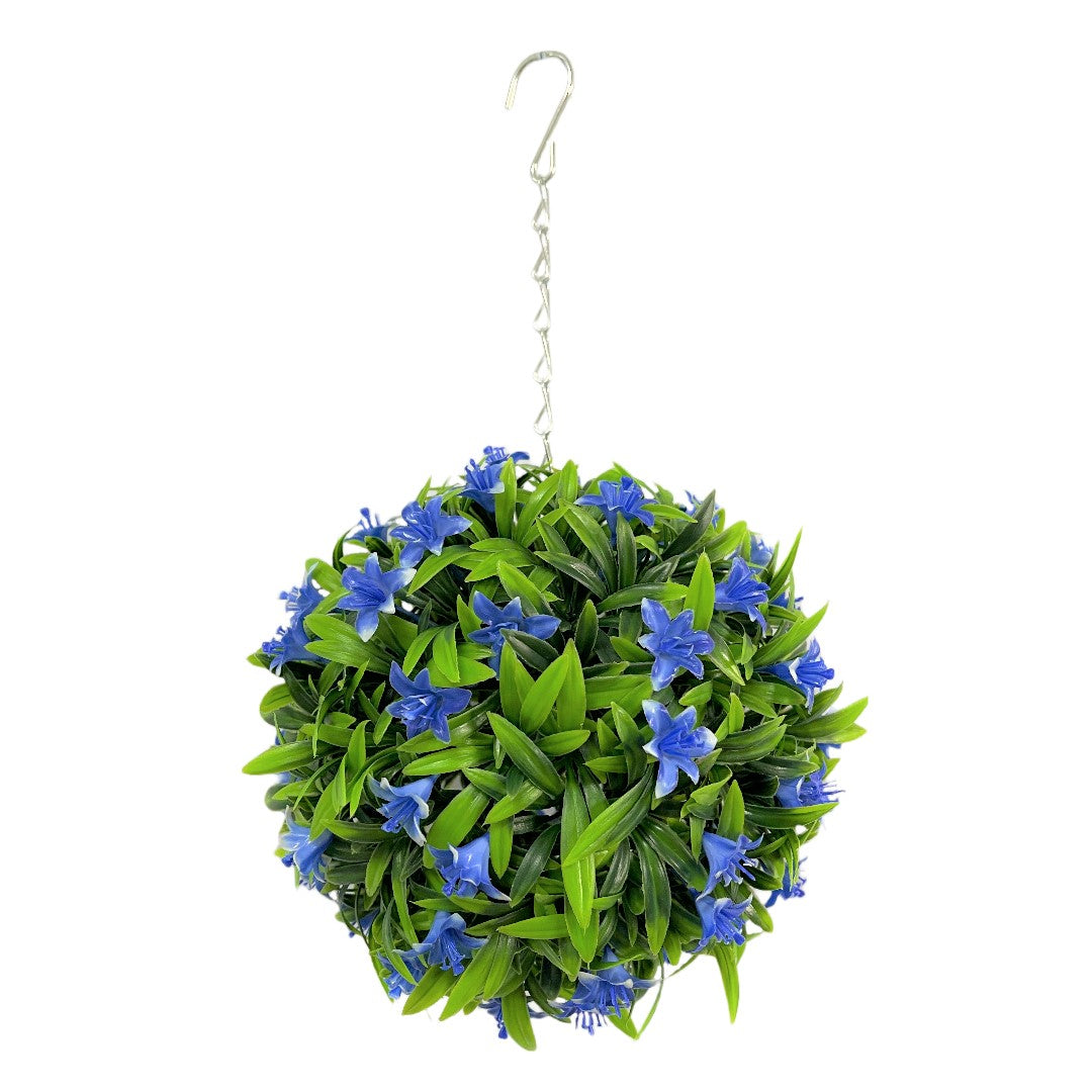 Best Artificial Blue Lily Hanging Basket Flower Topiary Ball - Suitable for Outdoor Use - Weather & Fade Resistant