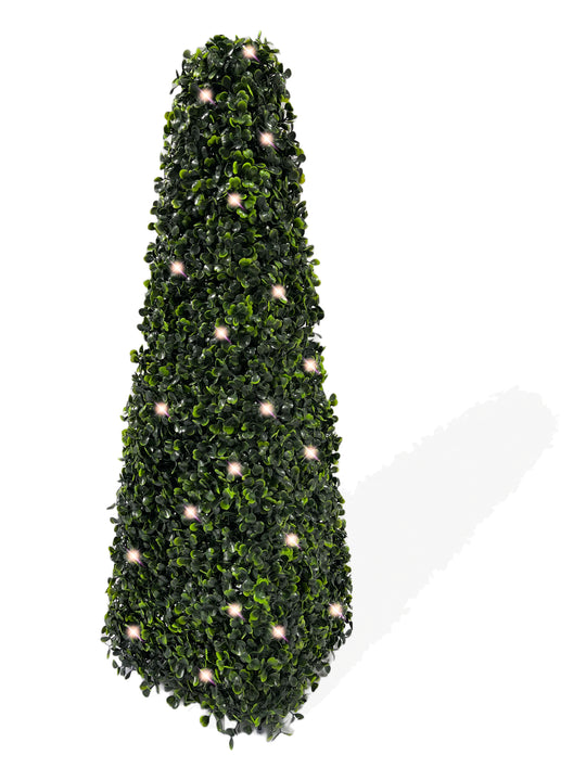 2ft Pre-Lit Pyramid Obelisk Boxwood Topiary Tree