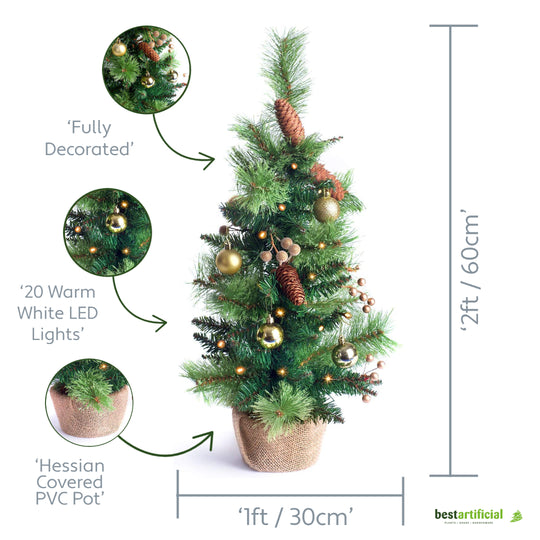 Best Artificial 2ft - 60cm Christmas Trees - Optional Lights