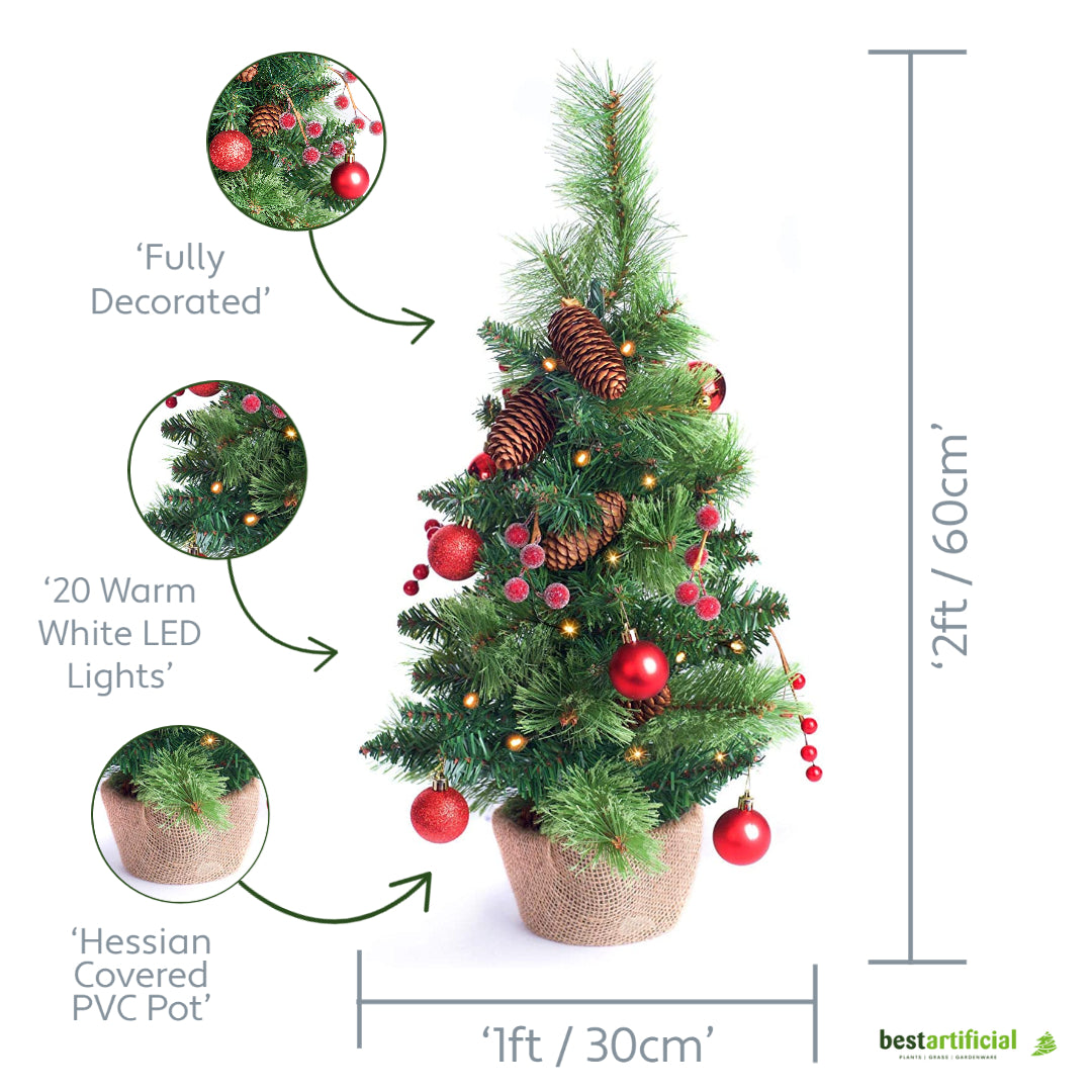 Best Artificial 2ft - 60cm Christmas Trees - Optional Lights