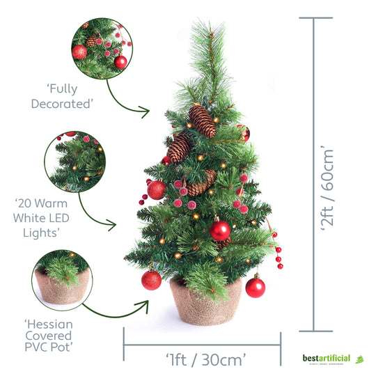 Best Artificial 2ft - 60cm Christmas Trees - Optional Lights