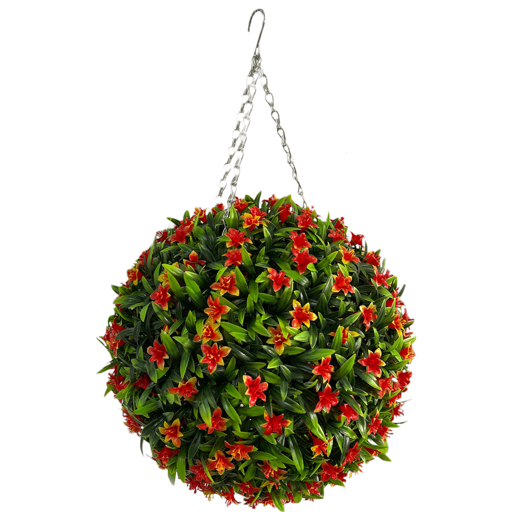 Best Artificial Orange Lush Lily Flower Ball - front view