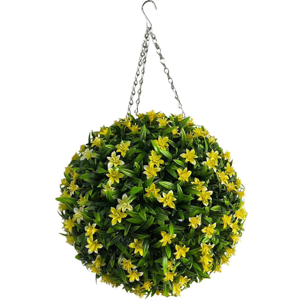 Best Artificial Yellow Lush Lily Flower Ball - front view
