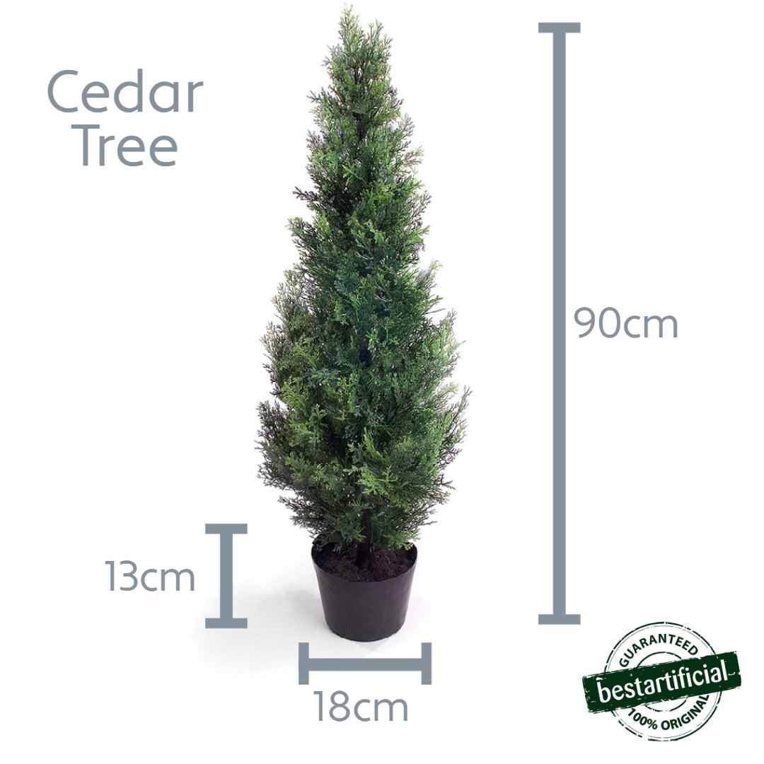 Best Artificial 3ft - 90cm Potted Cedar Topiary Tree