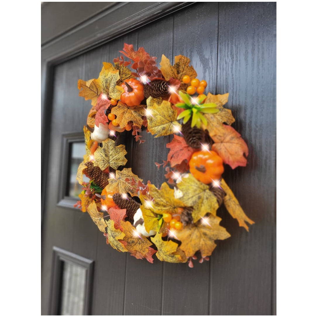 Pre-Lit 50cm Autumn Winter Halloween Wreath