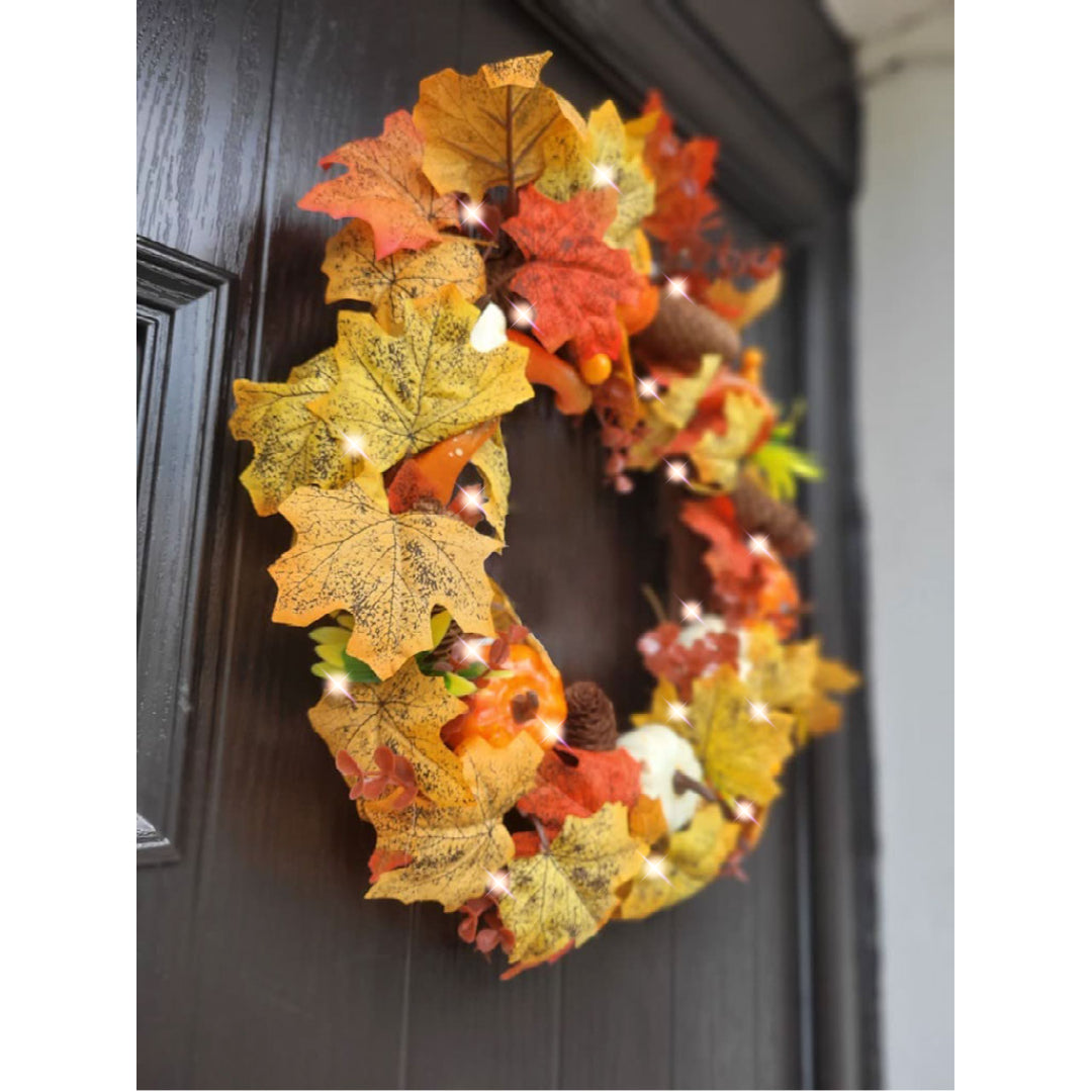 Pre-Lit 50cm Autumn Winter Halloween Wreath