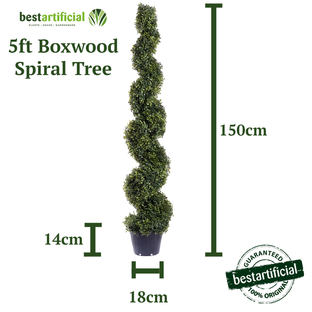 Best Artificial 5ft - 150cm Boxwood Spiral Topiary Tree