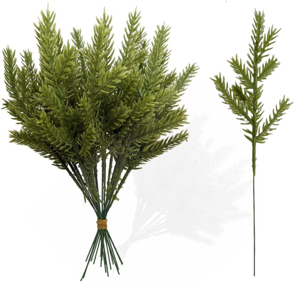 Best Artificial 40 Christmas Pine Green Sprig Spruce Needles Branches DIY craft garland wreath Decoration - front view