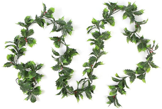 Best Artificial 8ft/2.4m Outdoor Christmas Holly Ivy Garland String with Red Berries