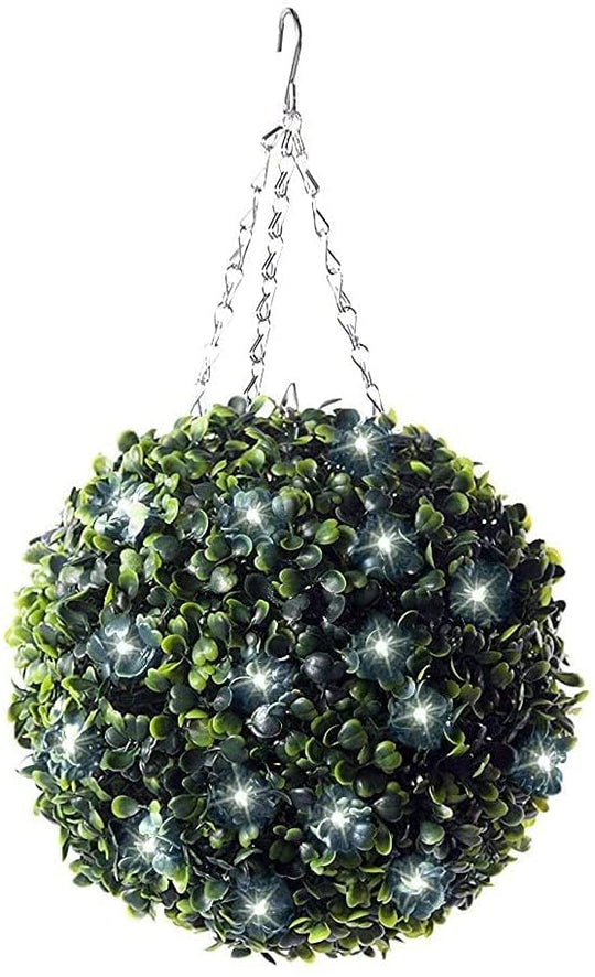 Best Artificial Pre-Lit 28cm Green Boxwood Topiary Ball - lifestyle display