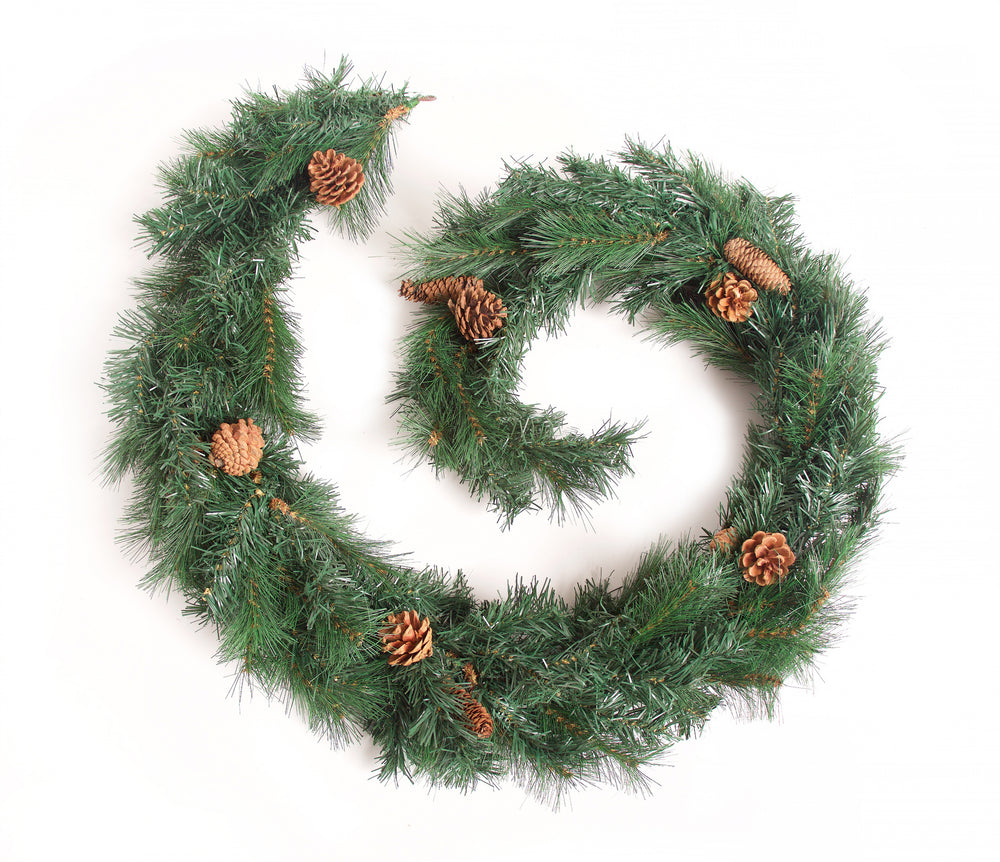 Best Artificial 6ft-9ft-12ft Colorado Pine Christmas Garland with Pine Cones - Optional Lights - side view