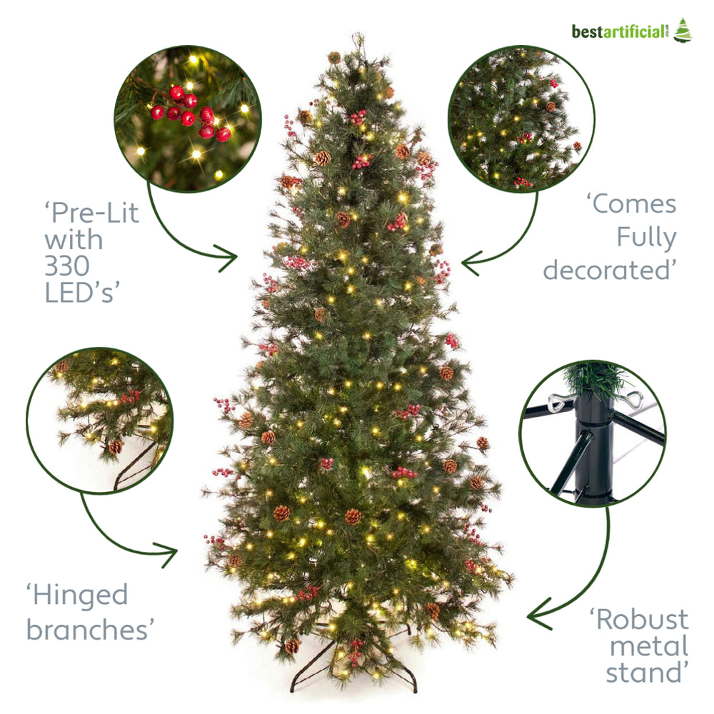 Best Artificial 7.5ft - 225cm Pre Lit Deluxe Decorated Christmas Tree