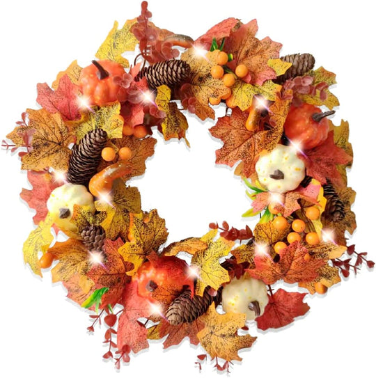 Pre-Lit 50cm Autumn Winter Halloween Wreath