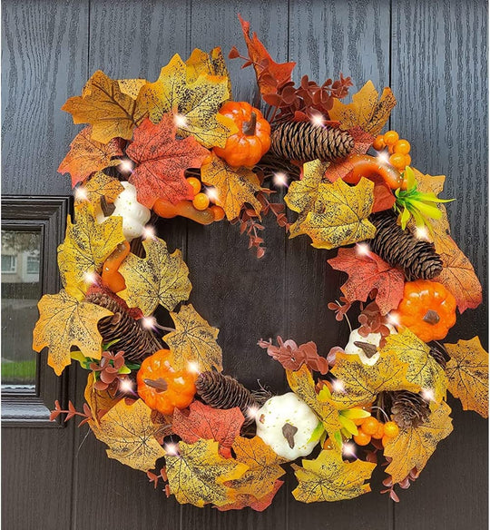 Pre-Lit 50cm Autumn Winter Halloween Wreath