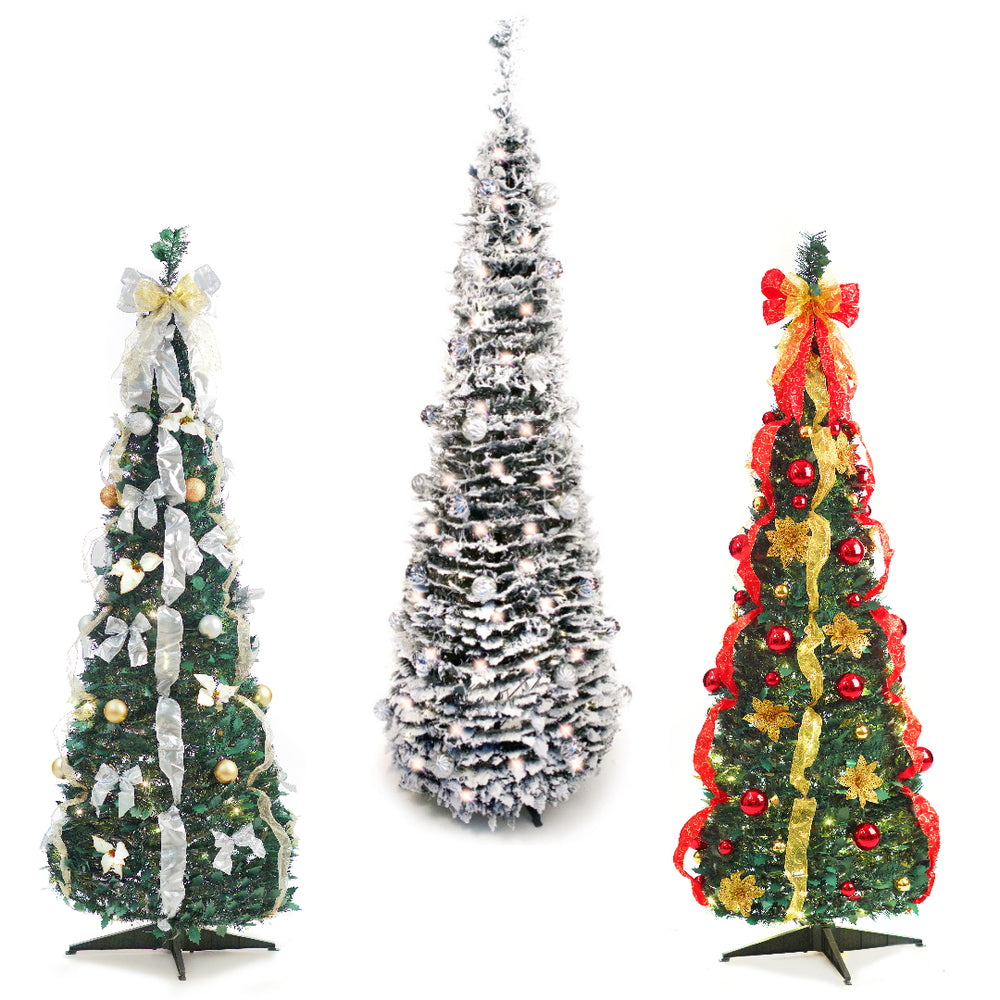 Best Artificial Mains Powered Pop-up 6ft Pre-Decorated Pre-Lit Christmas Trees - front view