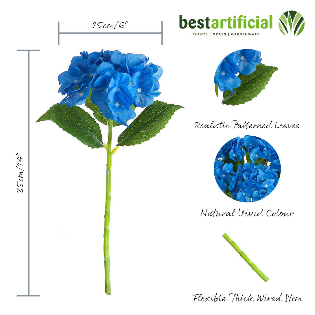 5 Single 35cm Hydrangea Flower Stems
